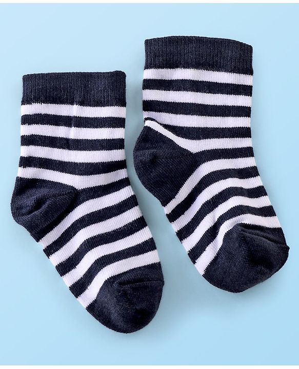 Cute Walk by Babyhug Anti Bacterial Ankle Length Socks Striped Pack Of 5 - White Black & Grey