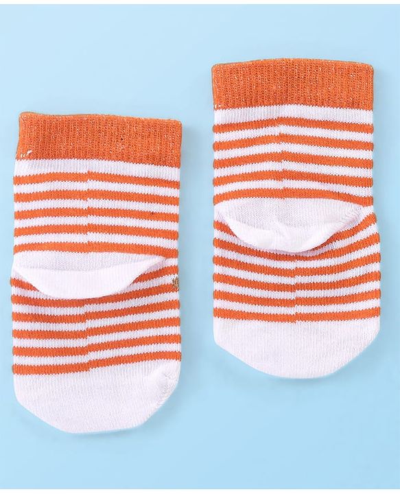 Cute Walk by Babyhug Cotton Knit Anti Bacterial Ankle Length Bear Design Socks Pack of 3 - Multicolour