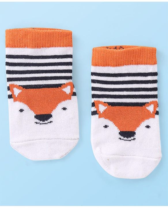 Cute Walk by Babyhug Cotton Knit Anti Bacterial Ankle Length Bear Design Socks Pack of 3 - Multicolour