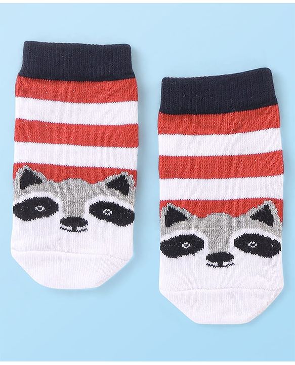 Cute Walk by Babyhug Cotton Knit Anti Bacterial Ankle Length Bear Design Socks Pack of 3 - Multicolour
