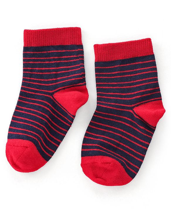 Cutewalk By Babyhug Anti Bacterial Ankle Length Socks Striped & Star Print Pack Of 5 - Red Blue & White