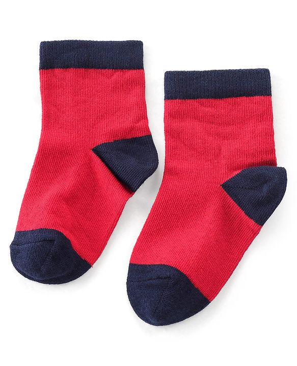 Cutewalk By Babyhug Anti Bacterial Ankle Length Socks Striped & Star Print Pack Of 5 - Red Blue & White