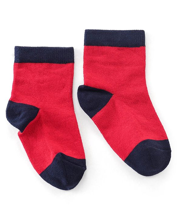 Cutewalk By Babyhug Anti Bacterial Ankle Length Socks Striped & Star Print Pack Of 5 - Red Blue & White