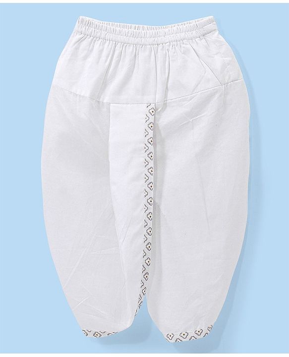 Babyhug Cotton Printed Full Sleeves Kurta with Dhoti Set - White
