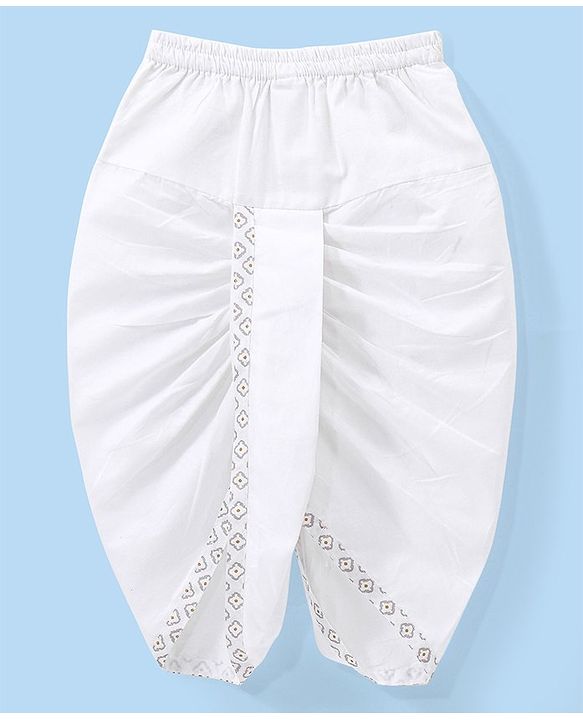 Babyhug Cotton Printed Full Sleeves Kurta with Dhoti Set - White