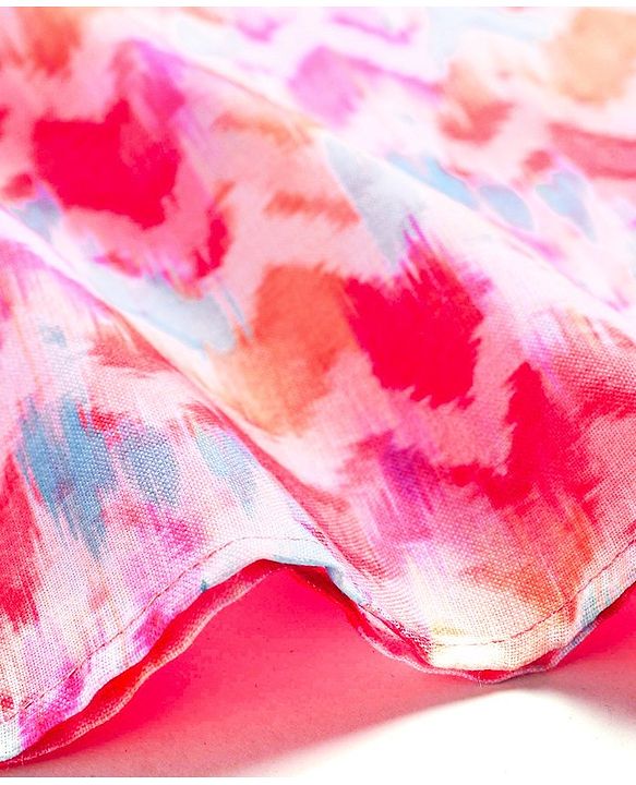 Babyhug Woven Full Sleeves Chevron Printed Kurta & Dhoti Set - Pink