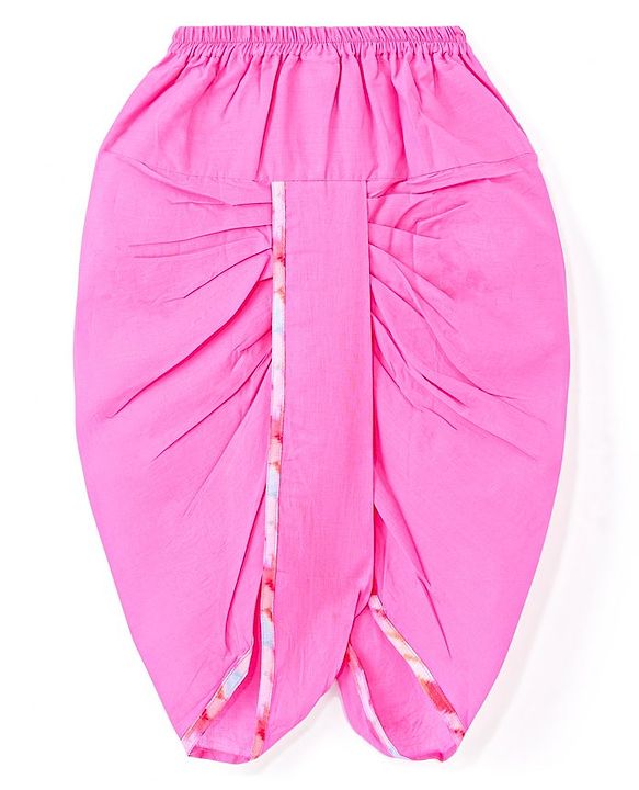 Babyhug Woven Full Sleeves Chevron Printed Kurta & Dhoti Set - Pink