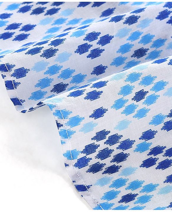 Babyhug Cotton Full Sleeves Lurex Printed Kurta Pyjama Set - Blue
