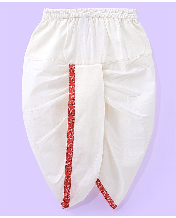Babyhug Cotton Lurex Woven Full Sleeves All  Over Printed Kurta and Dhoti Set - Red