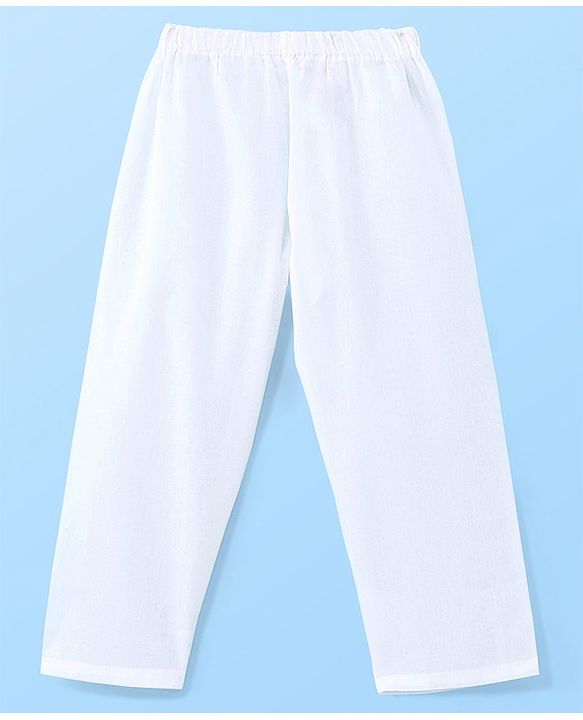 Babyhug 100% Cotton Knit Full Sleeves Kurta Pyjama Set with Printed Waistcoat - Pink & White