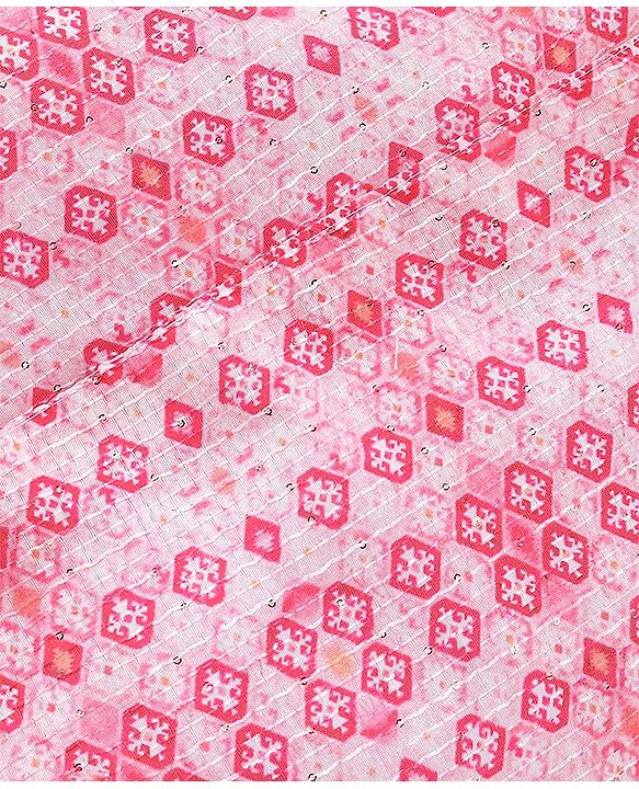 Babyhug 100% Cotton Knit Full Sleeves Kurta Pyjama Set with Printed Waistcoat - Pink & White