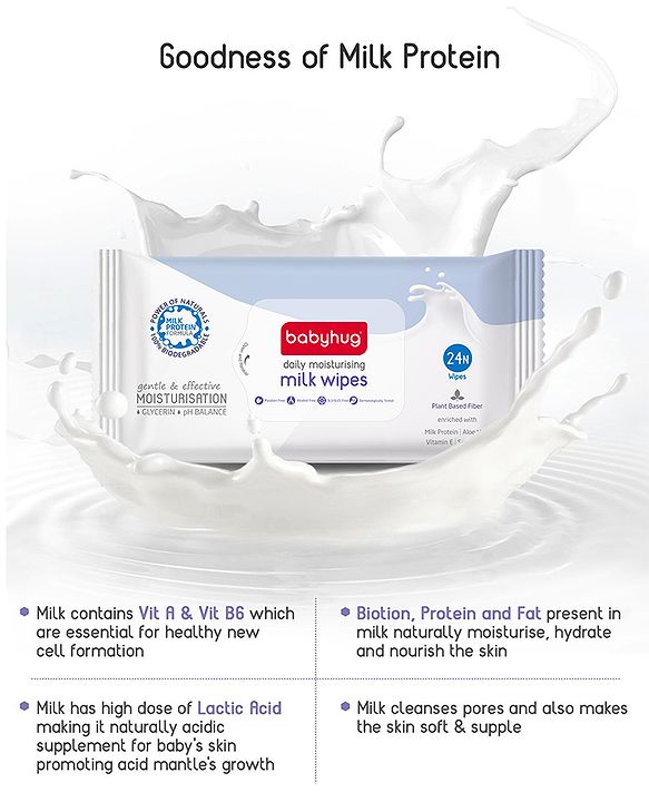 Babyhug Daily Moisturising Milk Wipes Travel Pack of 2 - 24 Pieces each