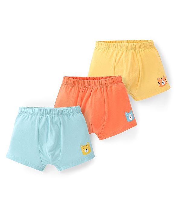 Babyhug 100% Cotton Tiger Printed Trunk Pack of 3 - Multicolour