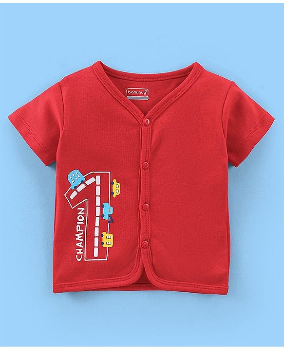 Babyhug 100% Cotton Knit Antibacterial Vest with Star Print Pack of 5 - Multicolour