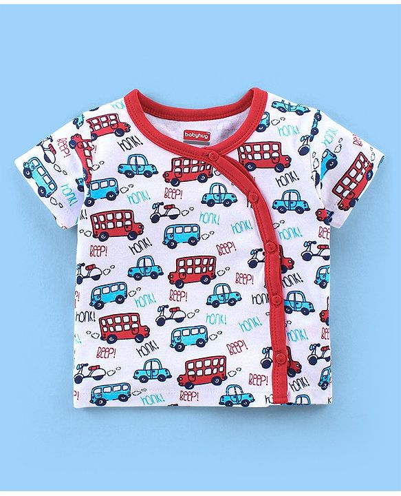 Babyhug 100% Cotton Knit Antibacterial Vest with Star Print Pack of 5 - Multicolour