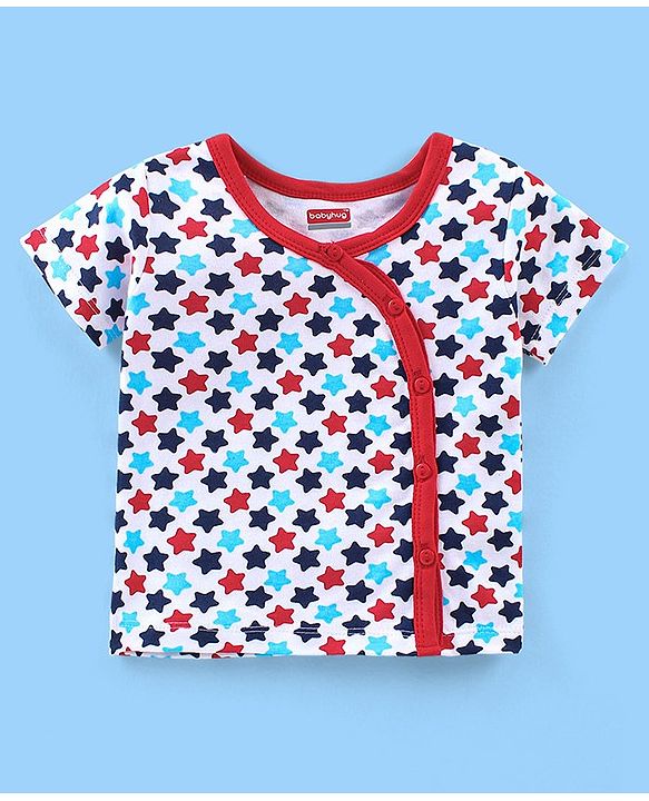 Babyhug 100% Cotton Knit Antibacterial Vest with Star Print Pack of 5 - Multicolour