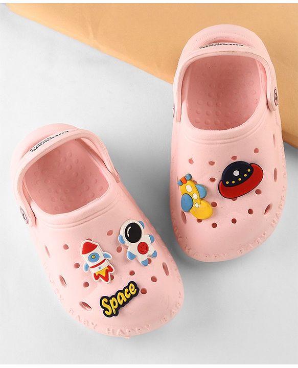 Cute Walk by Babyhug Clogs with Back Strap & Space Theme Applique - Light Blue main image 0