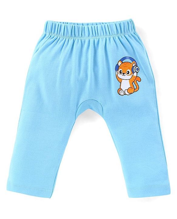 Babyhug Cotton Full Length Diaper Pants Stripes & Tiger Print Pack of 3- Blue Orange & White