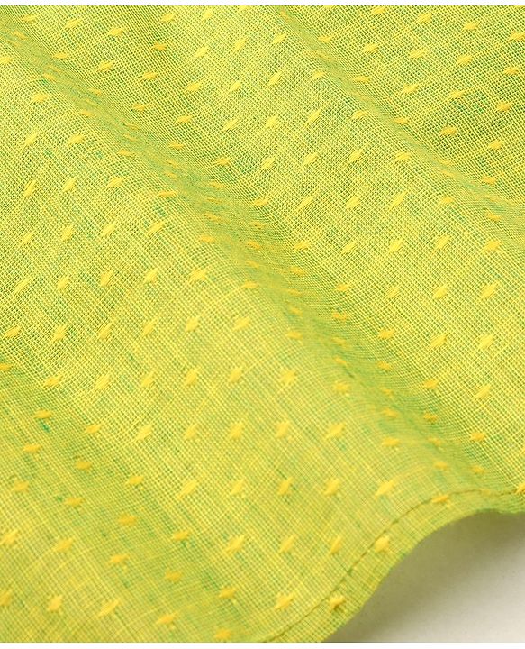 Babyhug Cotton Woven Full Sleeves Dobby Embroidery Kurta & Dhoti Set - Lime Green