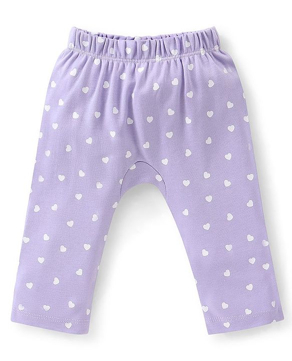 Babyhug Full Length Cotton Diaper Pants Heart Print Pack of 3 - Blue & Pink