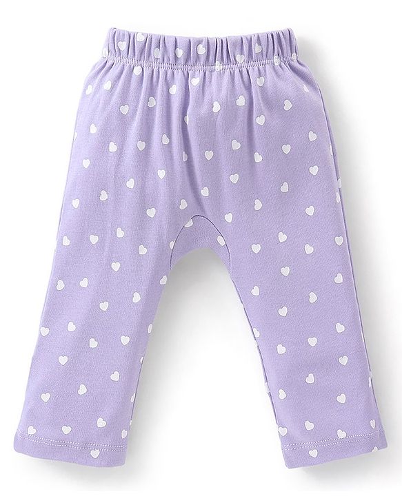 Babyhug Full Length Cotton Diaper Pants Heart Print Pack of 3 - Blue & Pink