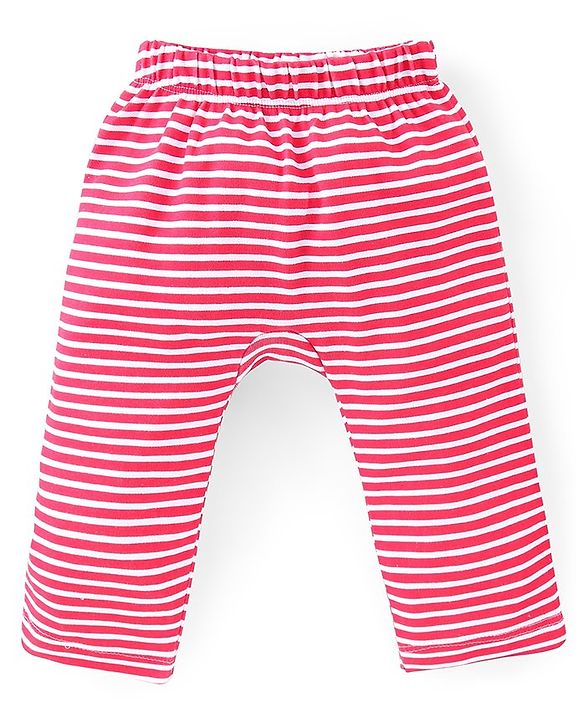 Babyhug Interlock Knit Full Length Diaper Leggings Stripes Design Pack of 3 -Multicolour