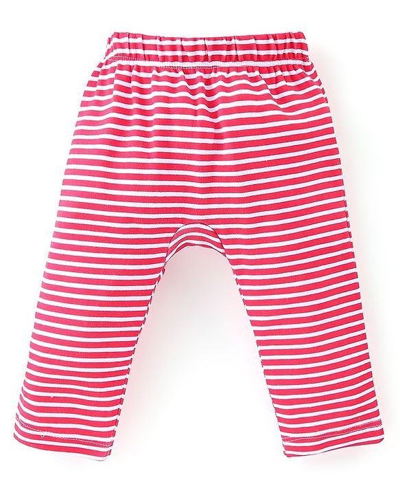 Babyhug Interlock Knit Full Length Diaper Leggings Stripes Design Pack of 3 -Multicolour