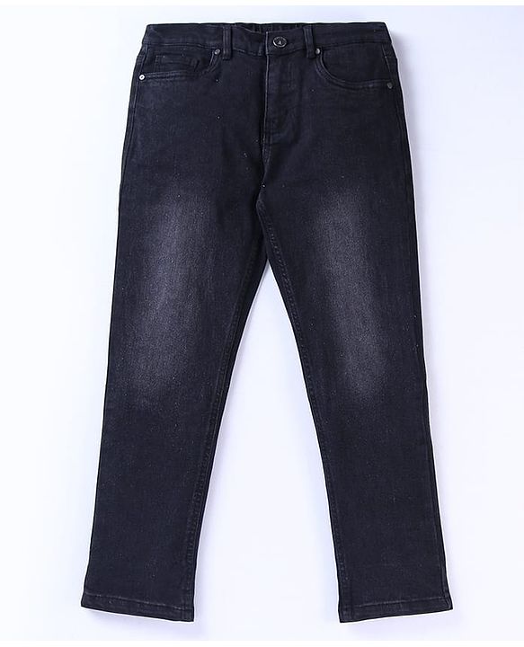 Pine Kids Cotton Rich Full Length Stretchable Denim with Adjustable waist band - Black