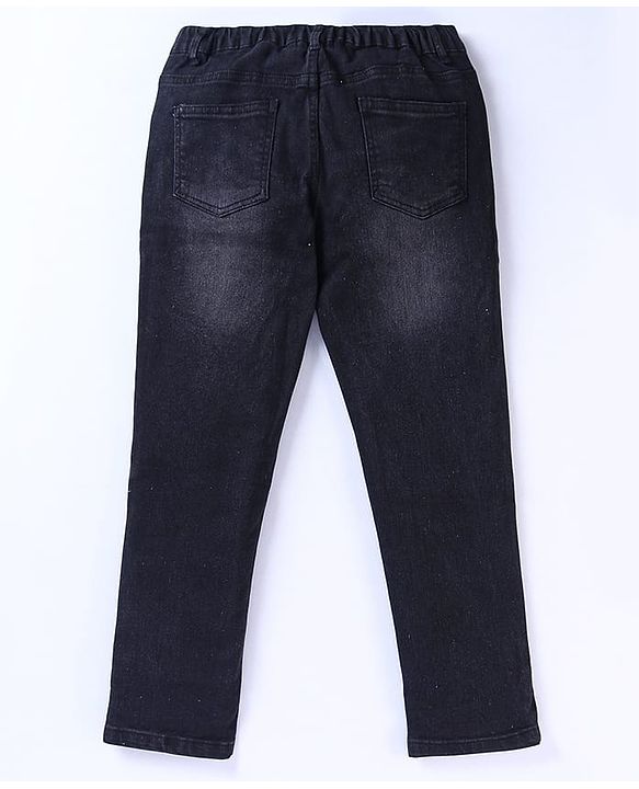 Pine Kids Cotton Rich Full Length Stretchable Denim with Adjustable waist band - Black
