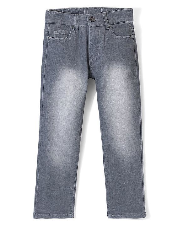 Pine Kids Denim Woven Full Length Washed Jeans - Grey