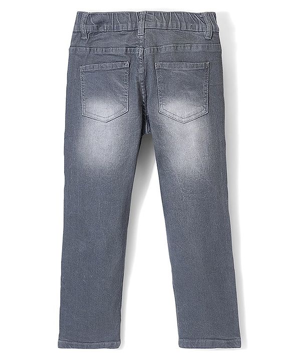 Pine Kids Denim Woven Full Length Washed Jeans - Grey