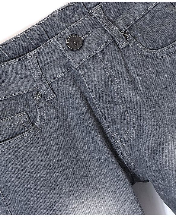 Pine Kids Denim Woven Full Length Washed Jeans - Grey