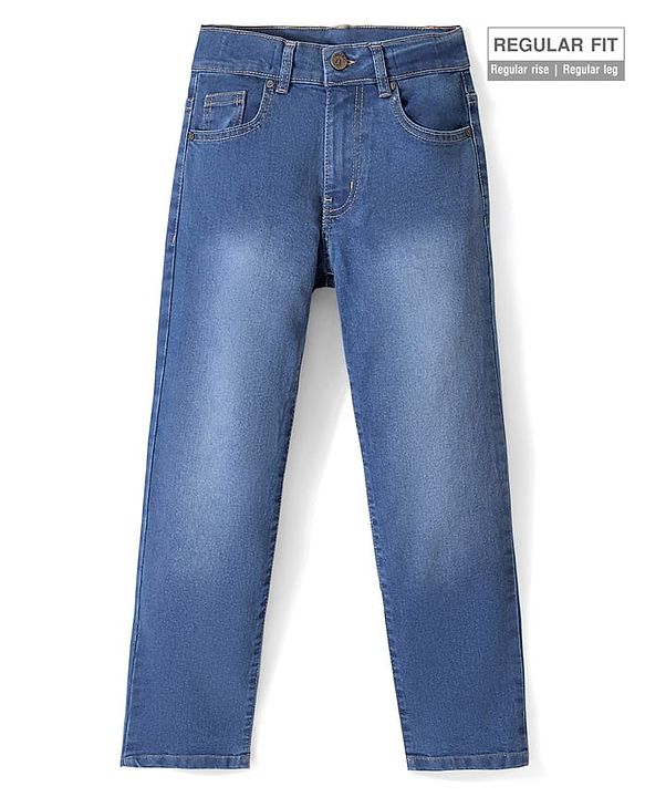 Pine Kids Cotton Rich Full Length Stretchable Denim - Mid Blue