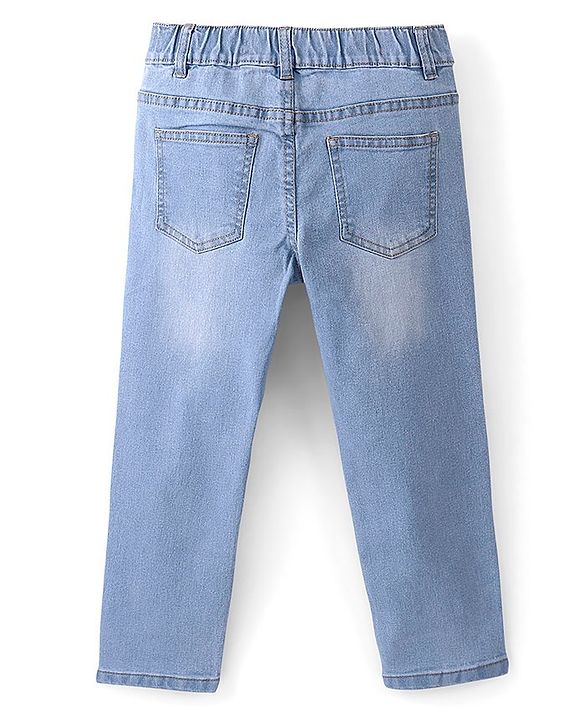 Pine Kids Cotton Rich Full Length Stretchable Denim with Adjustable waist band - Ice Blue
