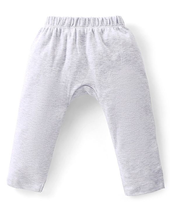 Babyhug Cotton Knit Full Length  Diaper Pants Striped & Fox Printed Pack of 3 - Grey & Blue