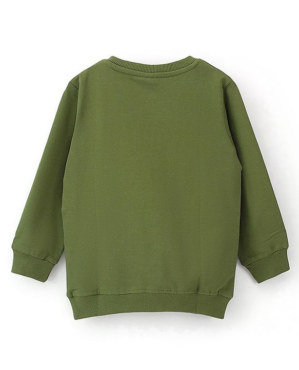 Babyhug Cotton Knit Full Sleeves Sweatshirt With Fox Print - Green