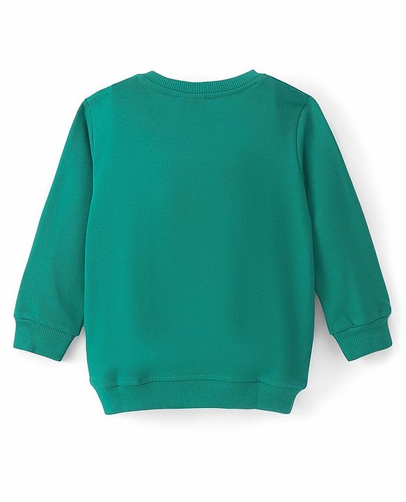 Babyhug Cotton Knit Full Sleeves Sweatshirt With Tiger Graphics- Green