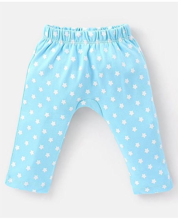 Babyhug Cotton Full Length Diaper Pants Striped & Vehicles Printed Pack of 3 - Blue & White