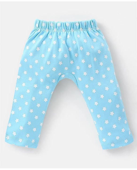 Babyhug Cotton Full Length Diaper Pants Striped & Vehicles Printed Pack of 3 - Blue & White
