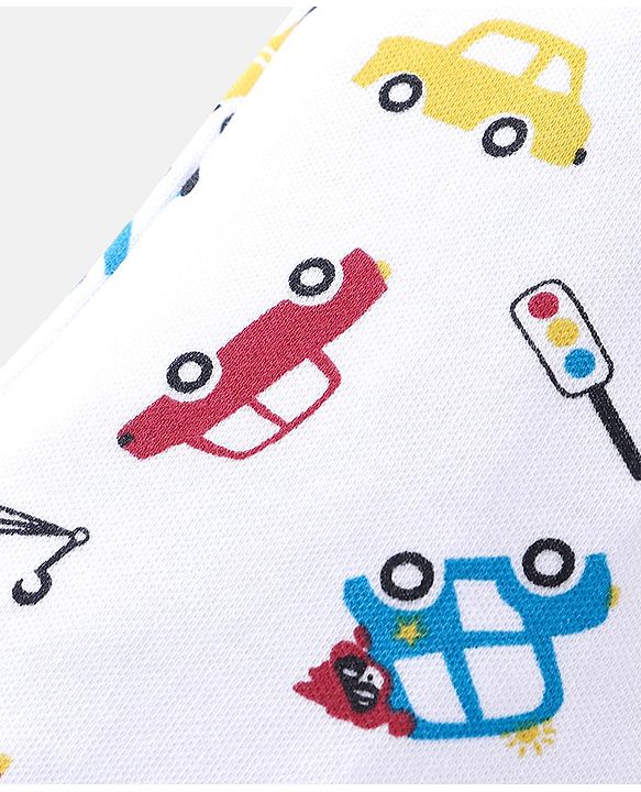 Babyhug Cotton Full Length Diaper Pants Striped & Vehicles Printed Pack of 3 - Blue & White