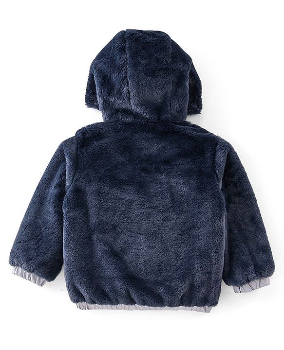 Babyhug Full Sleeves Solid Colored Reversible Jacket with Pockets - Silver