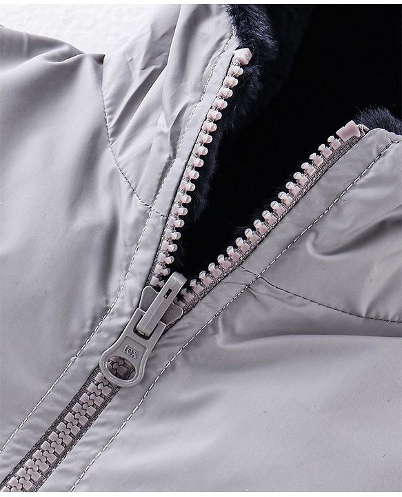Babyhug Full Sleeves Solid Colored Reversible Jacket with Pockets - Silver