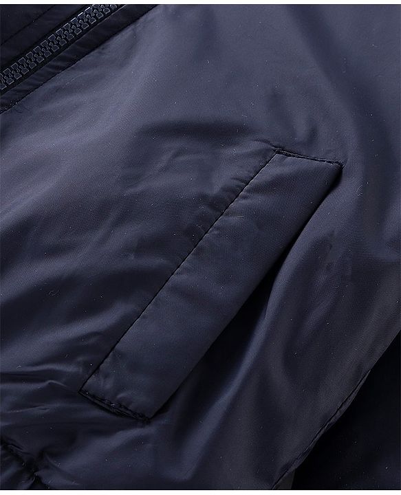 Babyhug Full Sleeves Solid Colored Reversible Jacket with Pockets - Navy