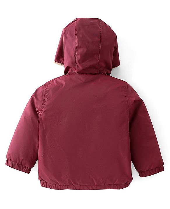 Babyhug Full Sleeves Solid Colored Reversible Jacket with Pockets - Wine