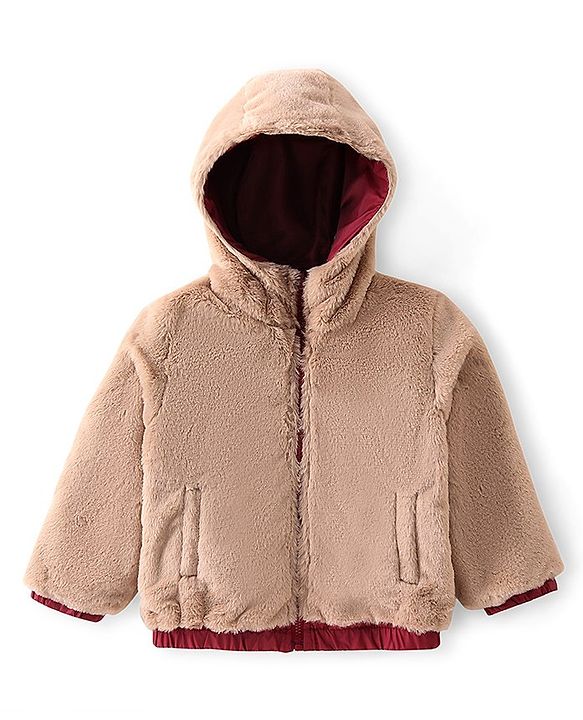 Babyhug Full Sleeves Solid Colored Reversible Jacket with Pockets - Wine