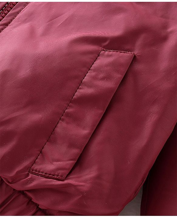Babyhug Full Sleeves Solid Colored Reversible Jacket with Pockets - Wine