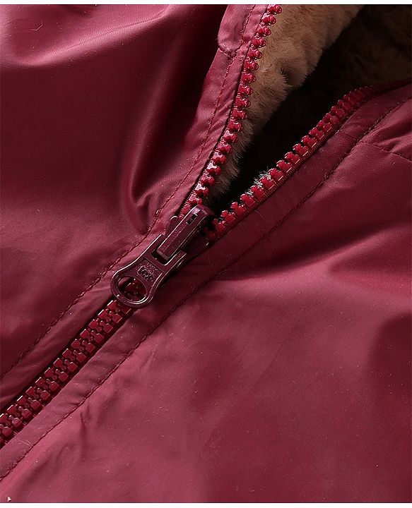 Babyhug Full Sleeves Solid Colored Reversible Jacket with Pockets - Wine