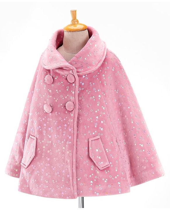 Babyhug Full Sleeves Trench Coat Heart Print - Pink