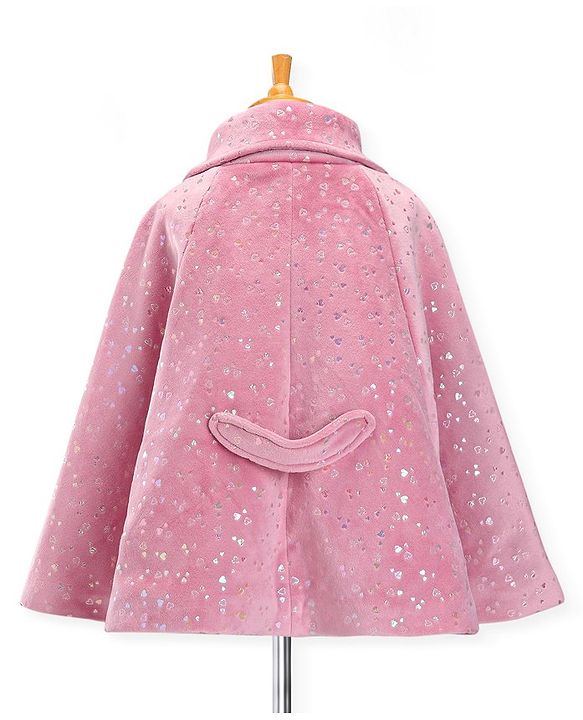 Babyhug Full Sleeves Trench Coat Heart Print - Pink