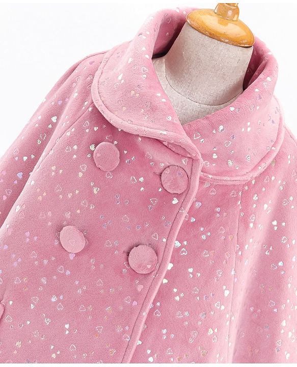 Babyhug Full Sleeves Trench Coat Heart Print - Pink